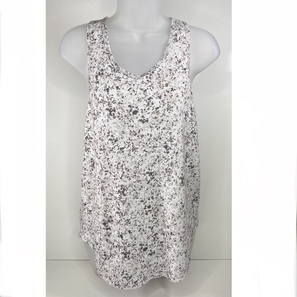 Athleta Breezy Printed Cutout Tank Light Brown Grey Tan Size Medium